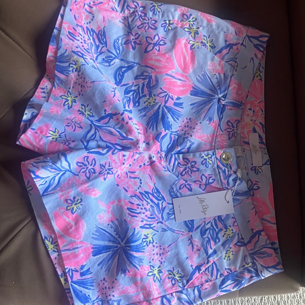 Lilly Pulitzer Women's Vibrant Floral Shorts - Blue and Pink